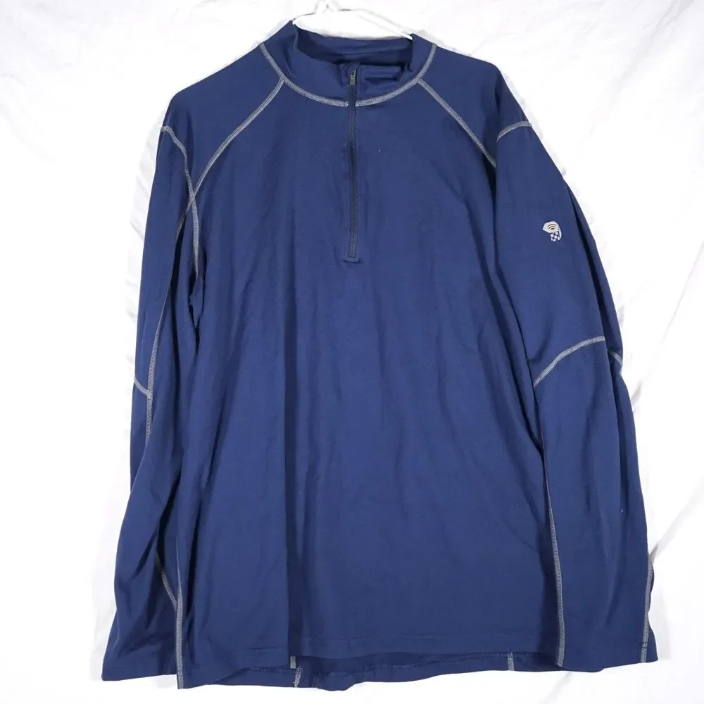 Mountain Hardwear Athletic Quarter Zip Jacket Navy Blue Mens XL Nut Logo